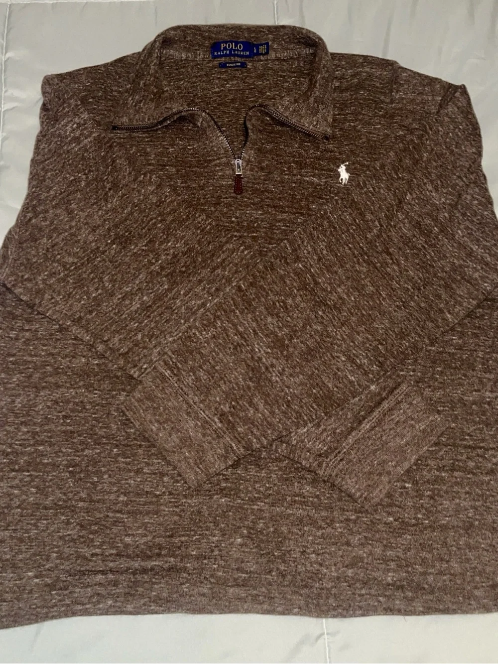 Polo by Ralph Lauren Brown Quarter-Zip Polo Shirt size Large estate rib